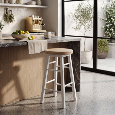 Wooden Revolving Bar Stool Set of 2 Kitchen Dining Room Furniture