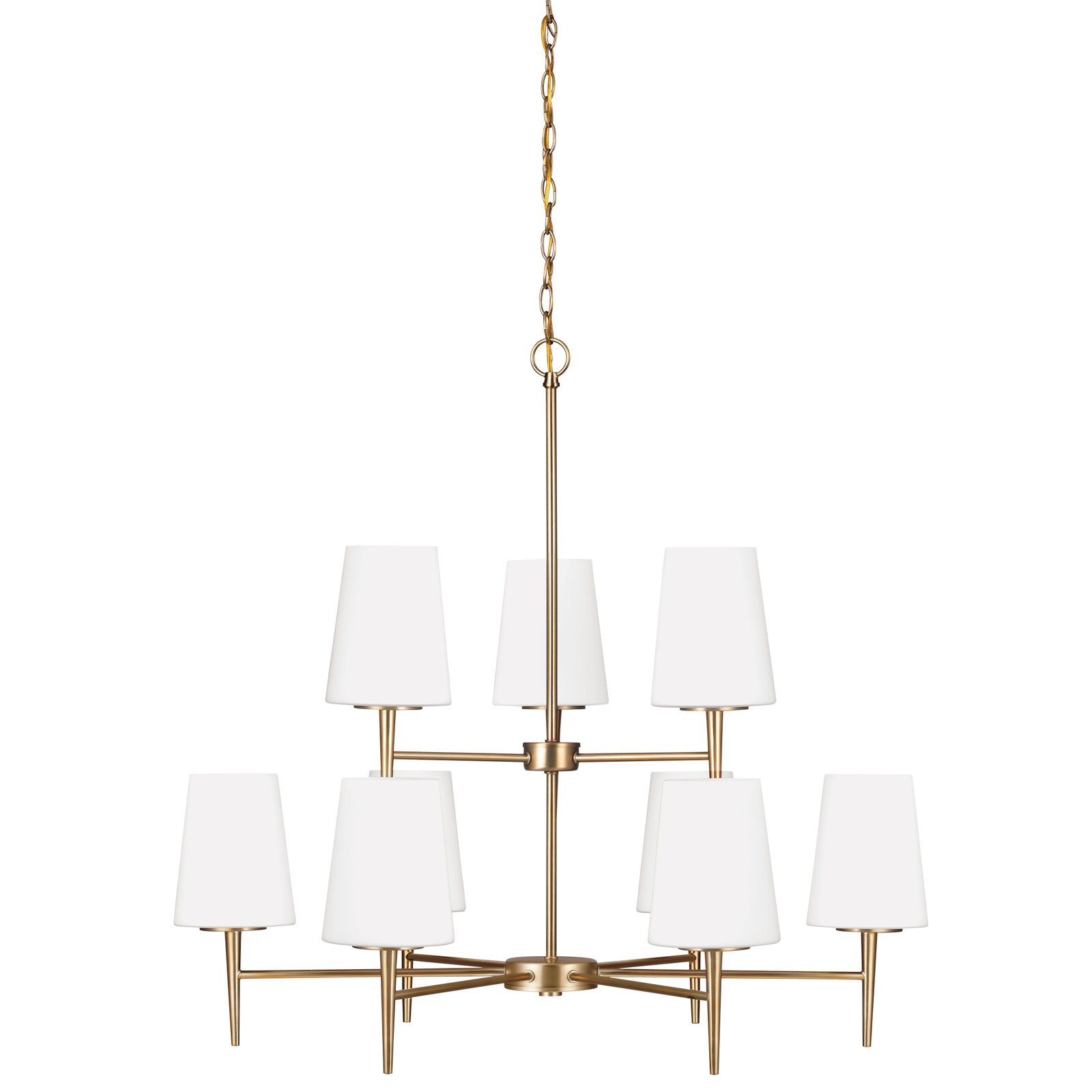 Erlandson 9 - Light Metal Dimmable Tiered Chandelier, Satin Bronze, 100W A19 Medium, White