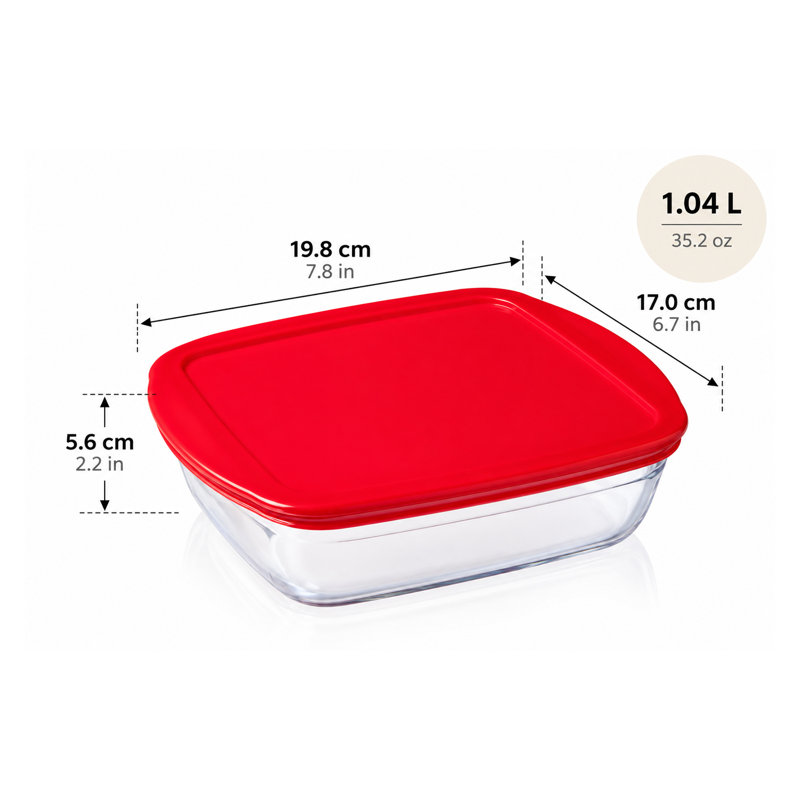 Contenant de rangement carré avec couvercle O-Cuisine, 1 litre