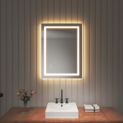Frameless LED Light Anti-Fog Wall Bathroom Vanity Mirror with Backlit & Frontlit