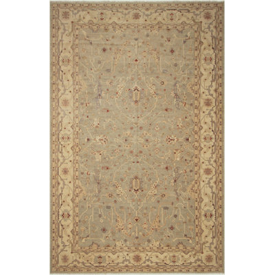 Kellyanna One-of-a-Kind 12'8'' x 18'5'' 1990s Area Rug in Green/Ivory by Arshs Fine Rugs