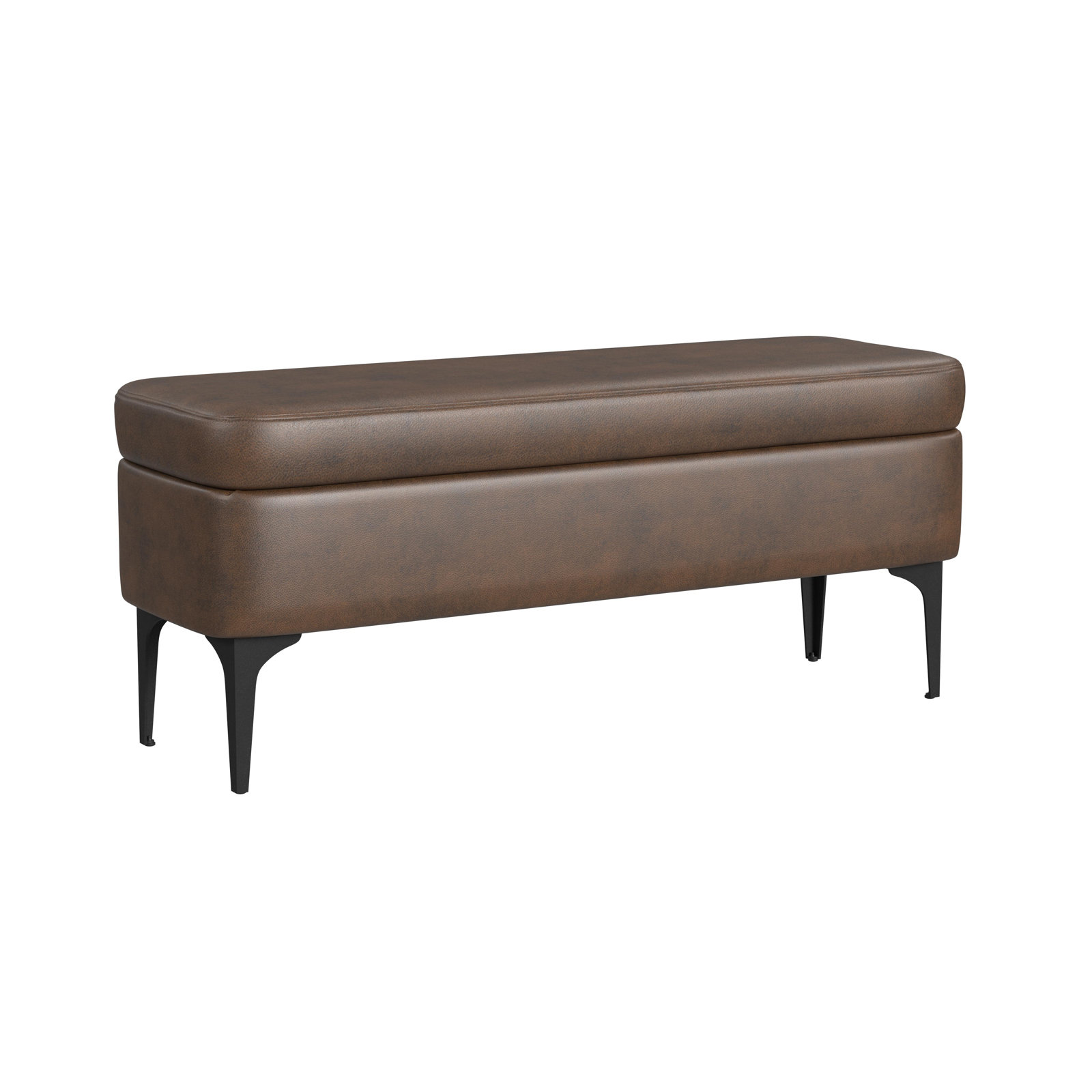 Ameelya 42" Velvet Bedroom Bench, Brown Faux Leather
