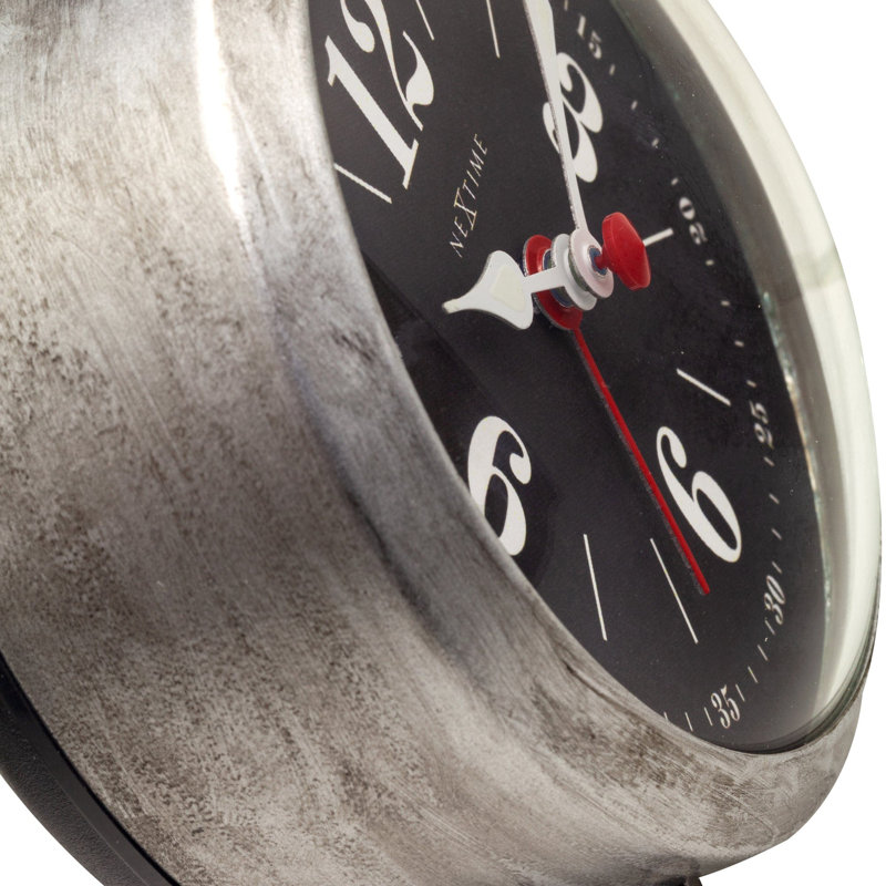 Horloge de table analogique à quartz en métal, Noir