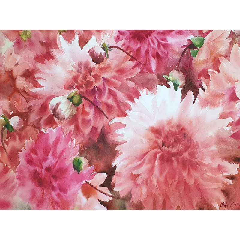 Fleur de dhalia | Aquarelle sur papier par Puja Kumar