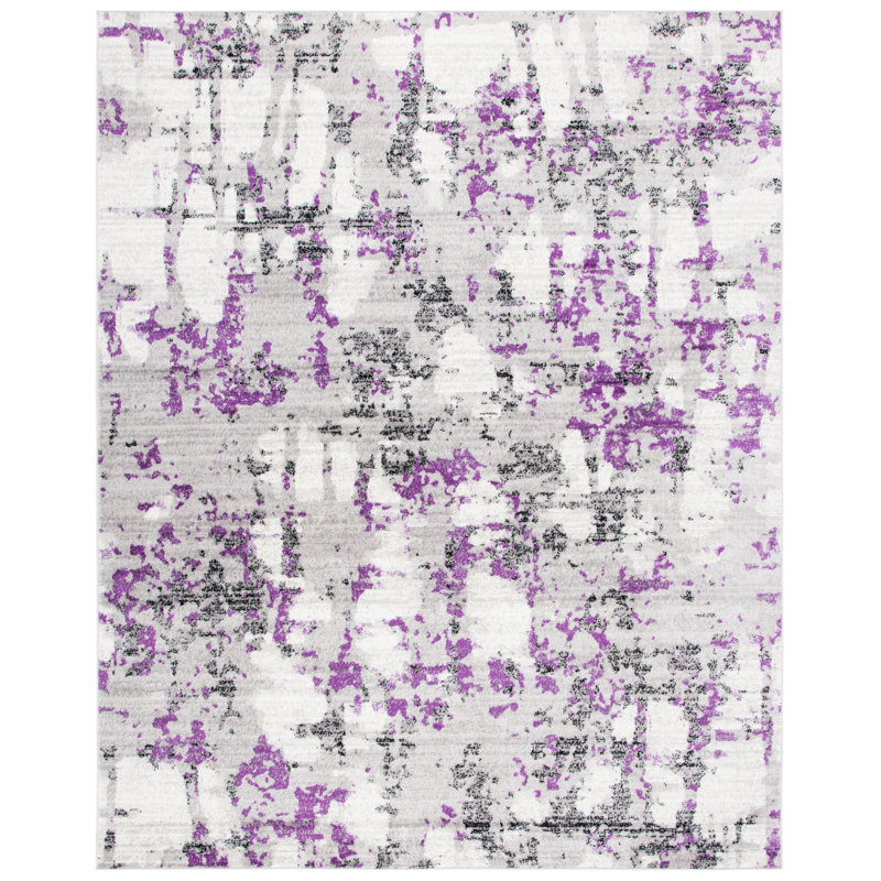 Jeter Abstract Gray/Purple Area Rug, Rectangle 11' x 16'