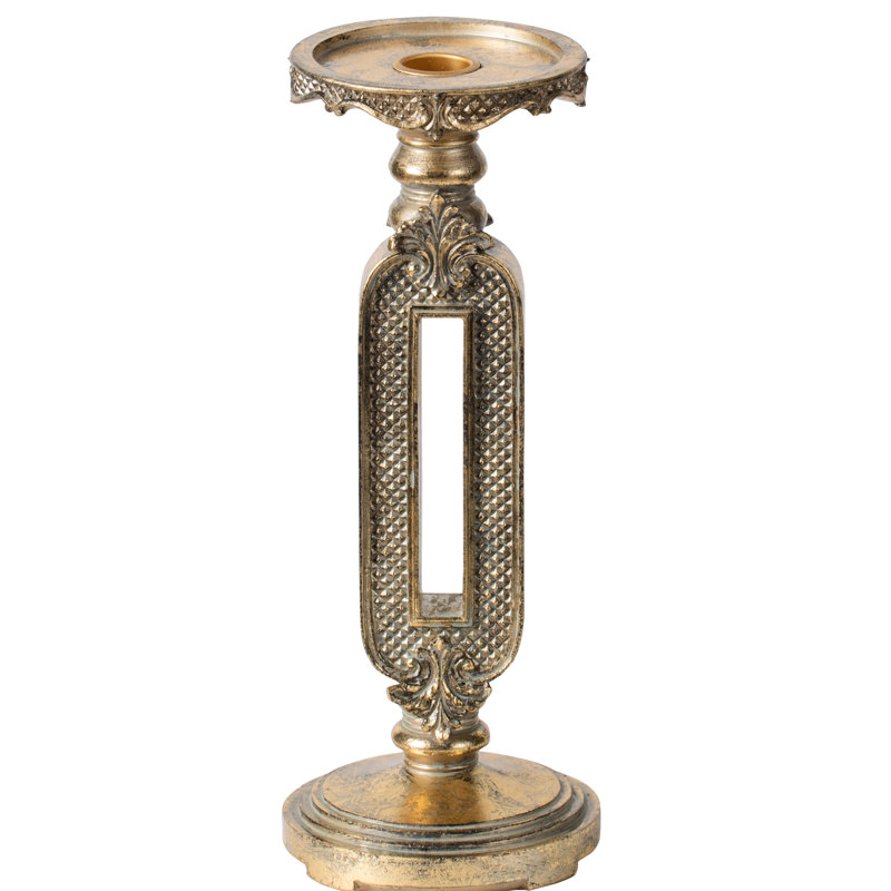 Porte-bougie rétro classique-doré antique Bettis, H 11 po x l 4 po x P 4 po