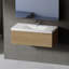 Meuble-lavabo mural de 42 po avec lavabo, armoire flottante à l'avant avec tiroir à fermeture en douceur et plateau blanc brillant, finition chêne naturel