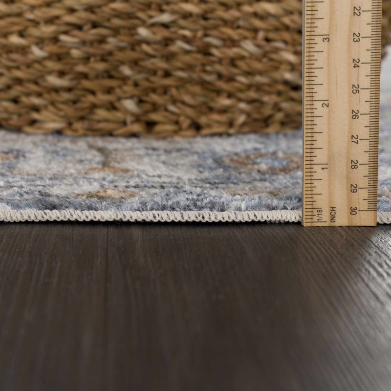 Tapis bleu / beige / gris Eriyana, Tapis de couloir 2 pi 7 po x 10 pi