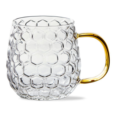 Honeycomb Glass Mug Clear Everyday 16 Oz