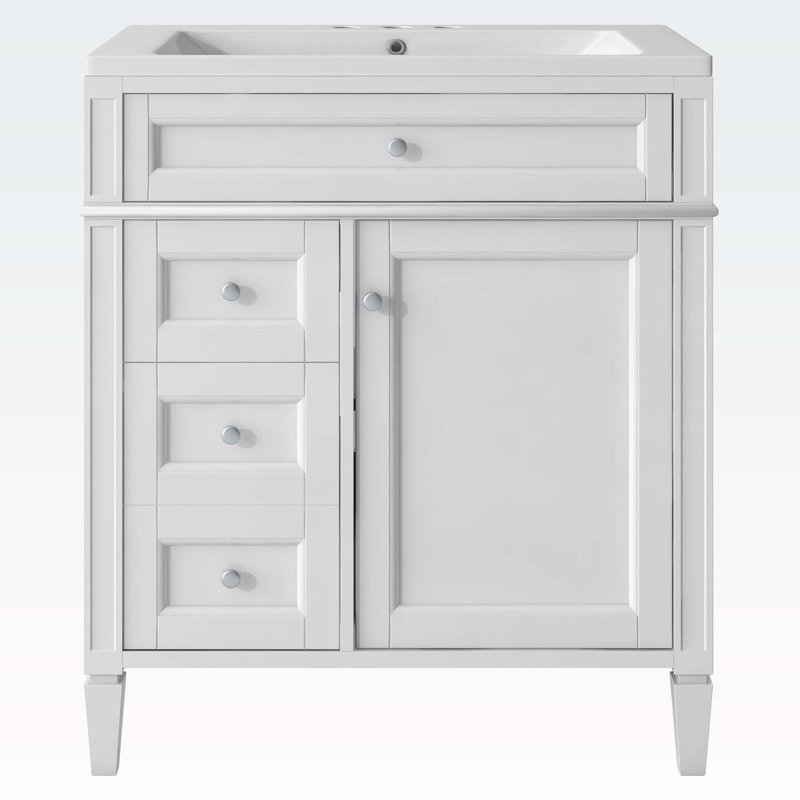 Meuble-lavabo simple avec plateau Thaddeus, Blanc