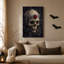 Crâne fissuré avec couronne argentée et gemme rouge, art sur toile d'Halloween-846529545