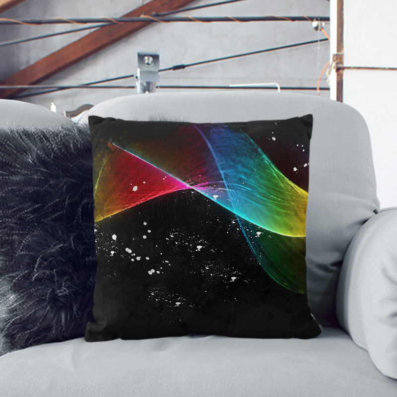 Rainbow Smoke Vol (3) Square Throw Cushion, 55cm H x 55cm W x 20cm D, White