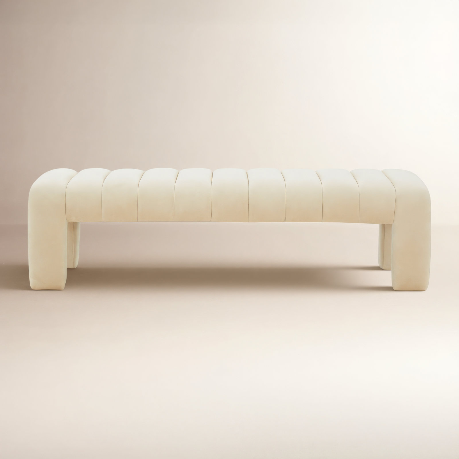 Gliese 63" Velvet Bedroom Bench, Cream Velvet