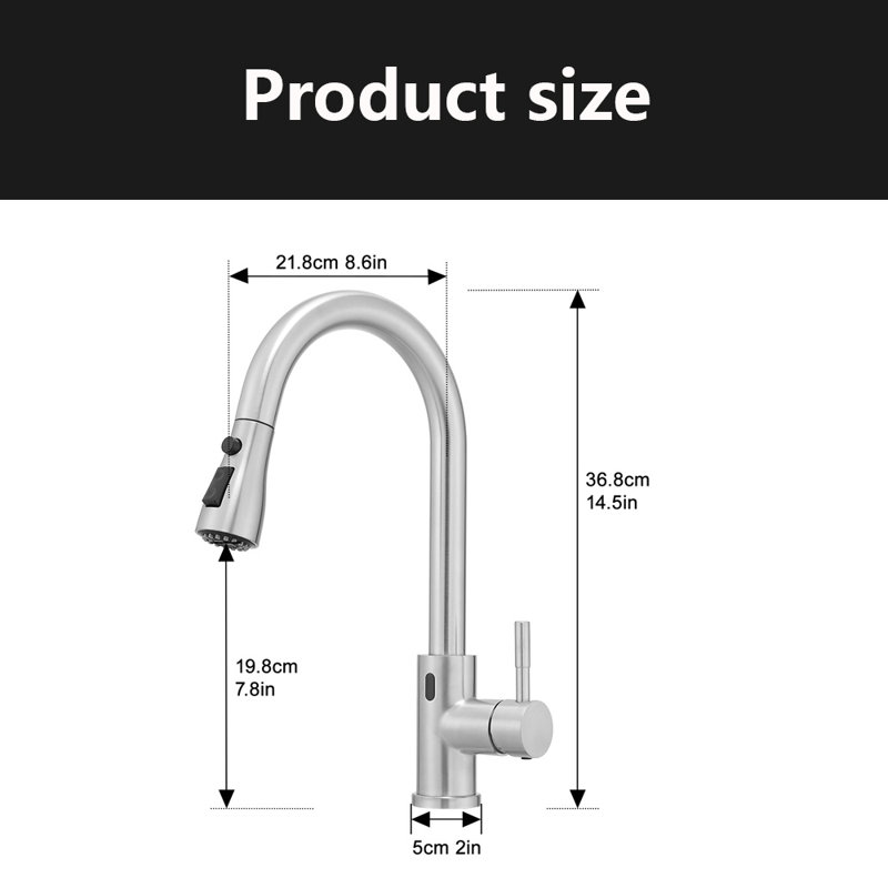 Touchless Kitchen Faucet With Pull Down Sprayer, Nickel