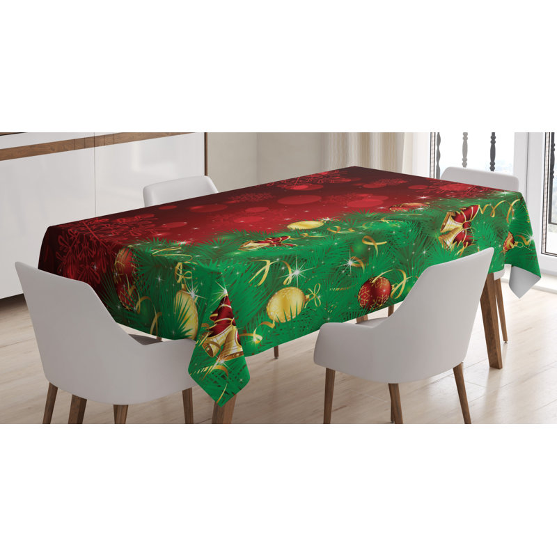 Trippy Xmas Tree Backdrop Themed Jingle Artisan Design Print Tablecloth, 72" x 52"