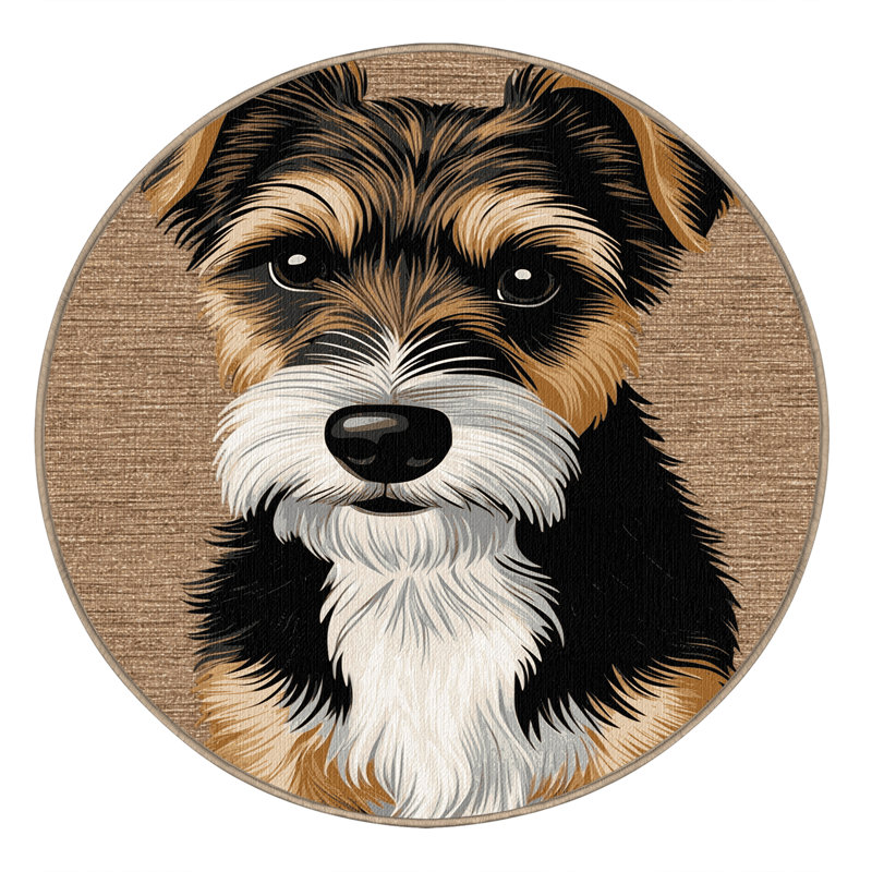  Tapis lavable Border Terrier, Rond 4 pi