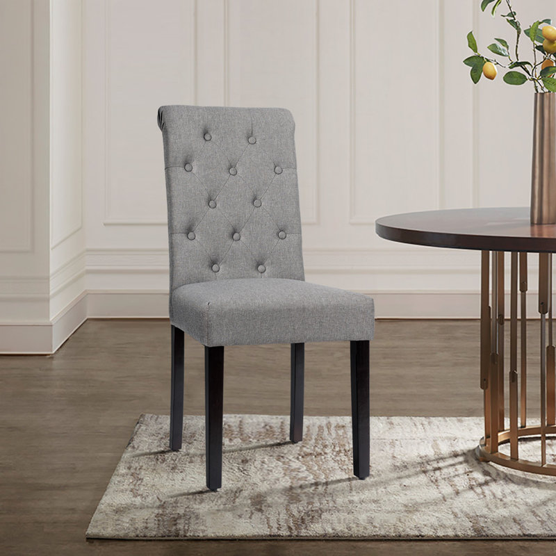 Chaise parsons rembourrée Insha, gris, Noir