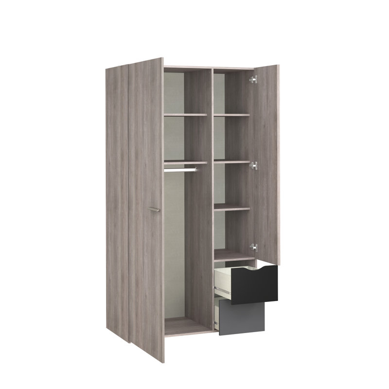 Samira 2 Door Manufactured Wood Wardrobe, Grey Oak/Matt Grey