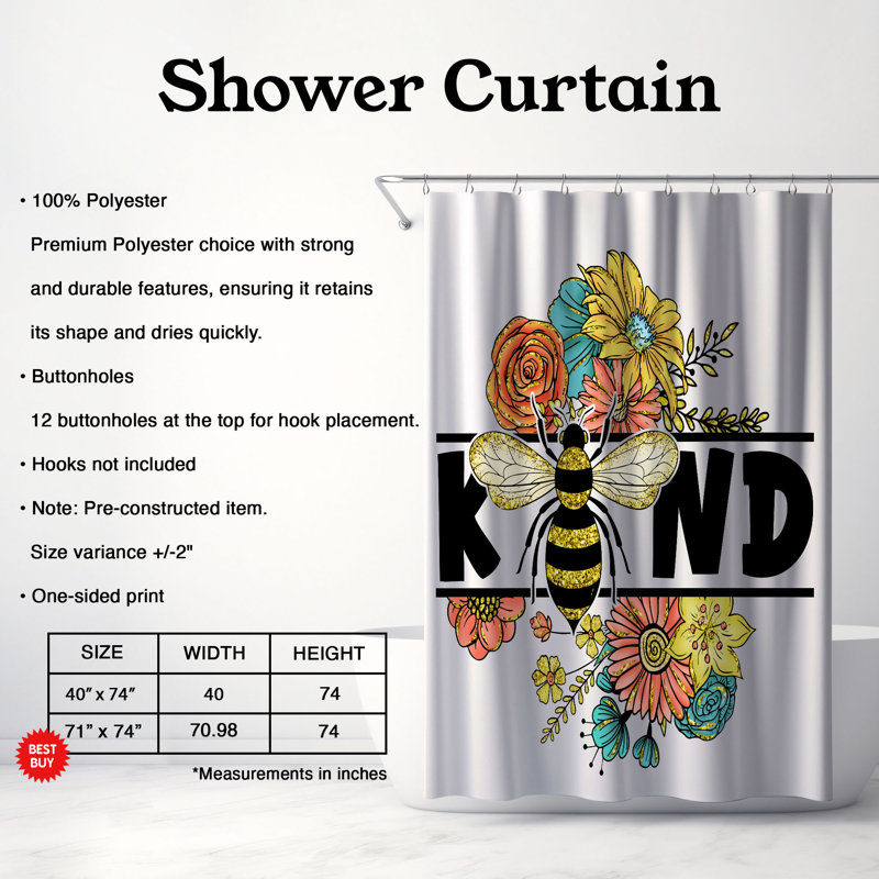 Rideau de douche 1 pièce Floral Glitter Love, H 74 po x l 71 po