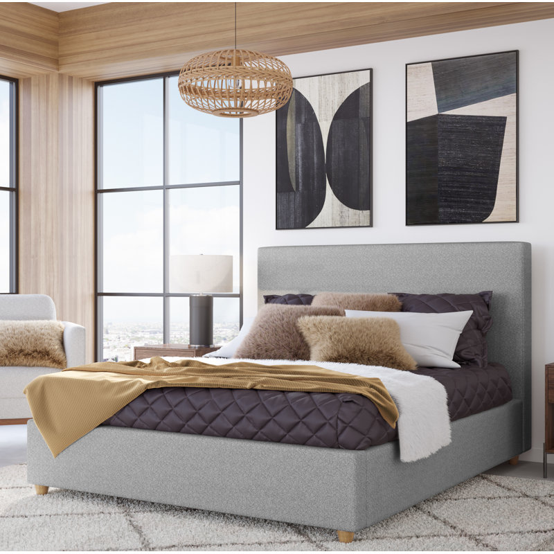 Meduse Corrinne Upholstered Bed, California King, Pewter