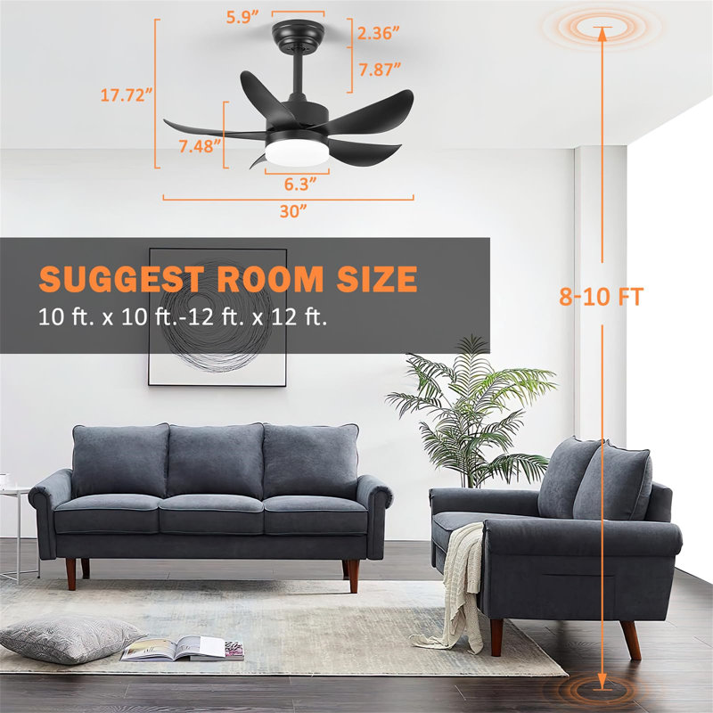 Ceiling Fan with LED Lights, Black