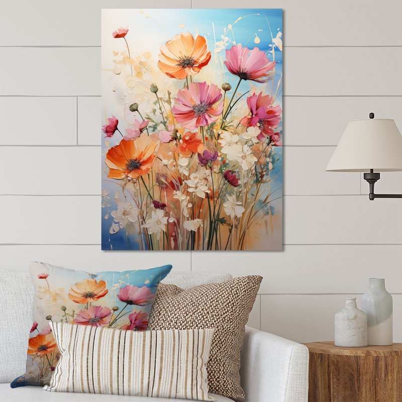 Fleurs sauvages représentant un bouquet II - art mural floral en métal, H 20 po x l 12 po x P 1 po