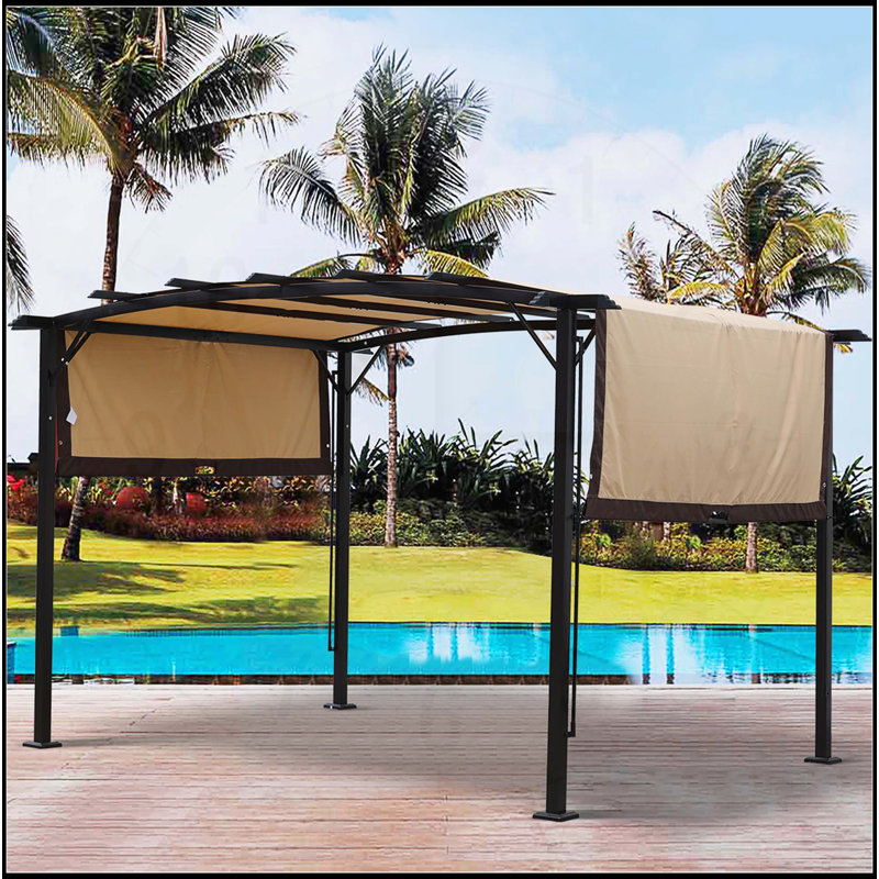 Pavillon de jardin d'extérieur 12 x 9 pi Pergola, auvent rétractable à abat-jour, pavillon de jardin en acier à raisin, pergola Sunseler