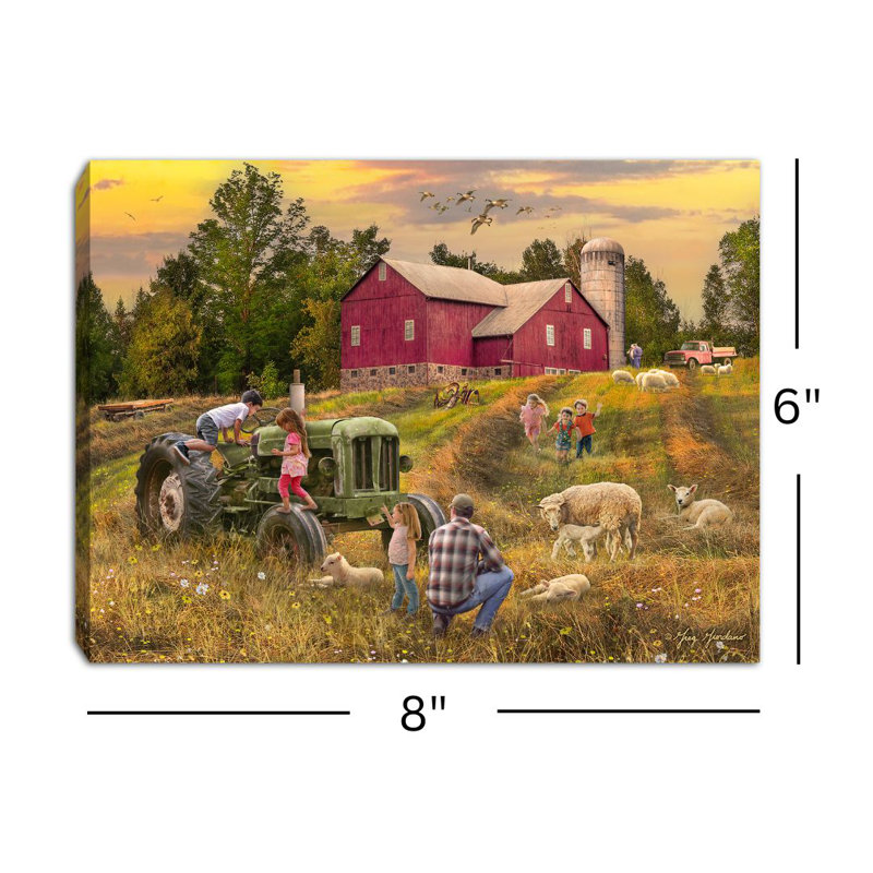Toile amusante à la ferme 8 x 6 avec fond de chevalet illuminé