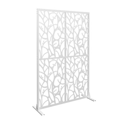 Metal Privacy Screens W3.8Ft X H6Ft Outdoor and Indoor Divider with Free Standing Decorative Privacy Screen for Balcony Patio Garden Room Divider, Bir by Latitude Run