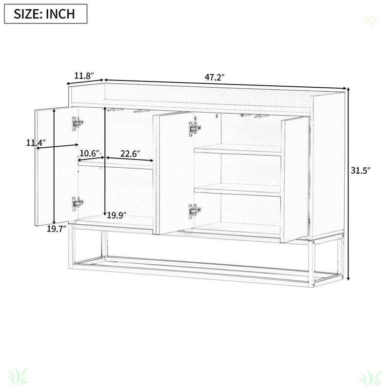 Modern Sideboard Elegant Buffet Cabinet With Large Storage Space For Dining Room, Entryway, Black