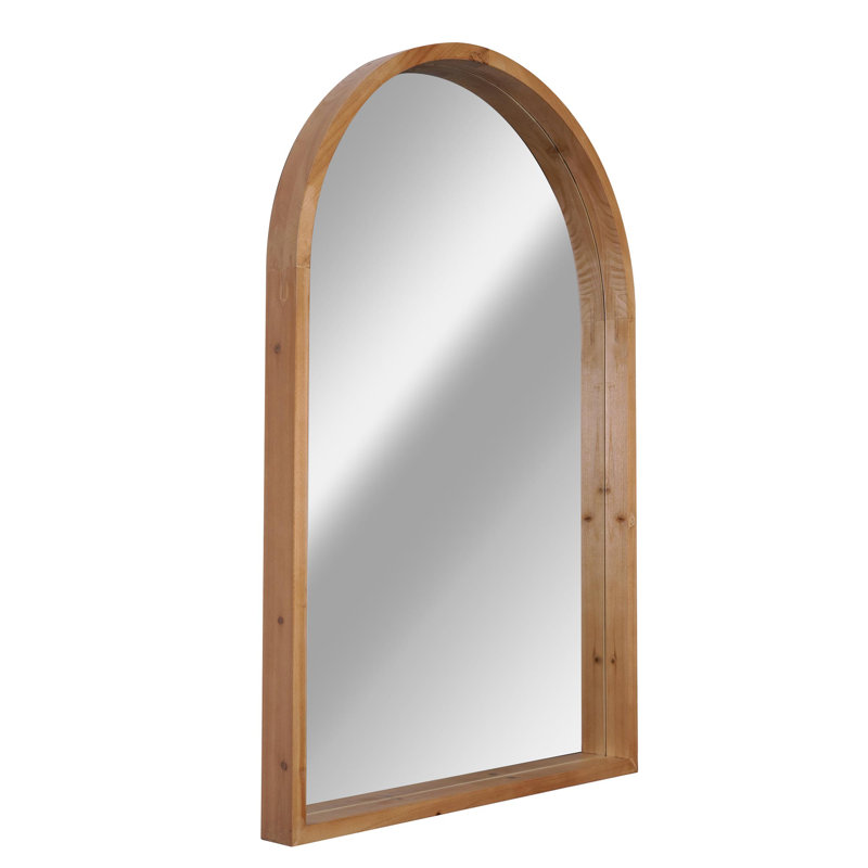Natural Wood Arched Framed Wall Mirror 24"x36"