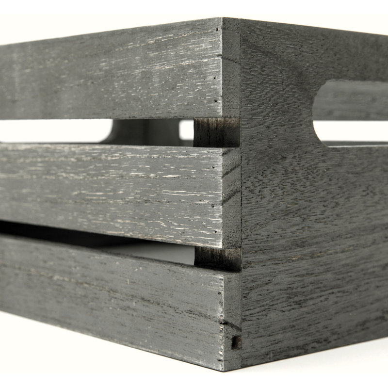 Ensemble de caisses en bois massif, H 4,75 po x l 9,50 po x P 7 po, Gris