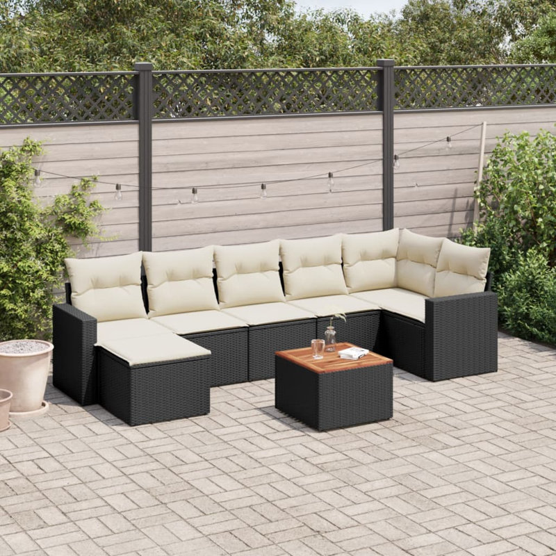 Ensemble de canapé de jardin Vidaxl noir, blanc crème