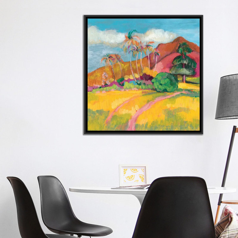 « ode to gauguin i », impression sur toile, H 26 po x l 26 po x P 1,5 po, Toile avec cadre noir, Pas de tapis