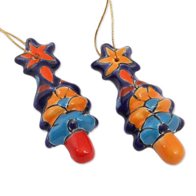 3.1'' Handmade Ceramic Floral Hanging Figurine Ornament