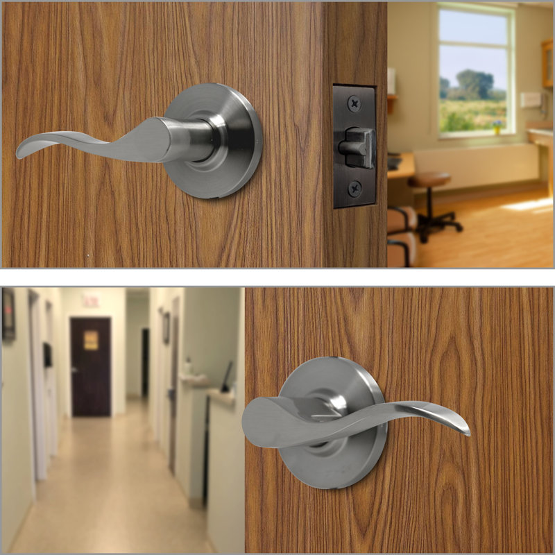 Levier de porte à clé Wave, Nickel satiné