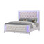 Queen Bed In Milky White With Crystal Like Perplex, Modern Headboard And Lighted Feature For Bedroom Vivacity,