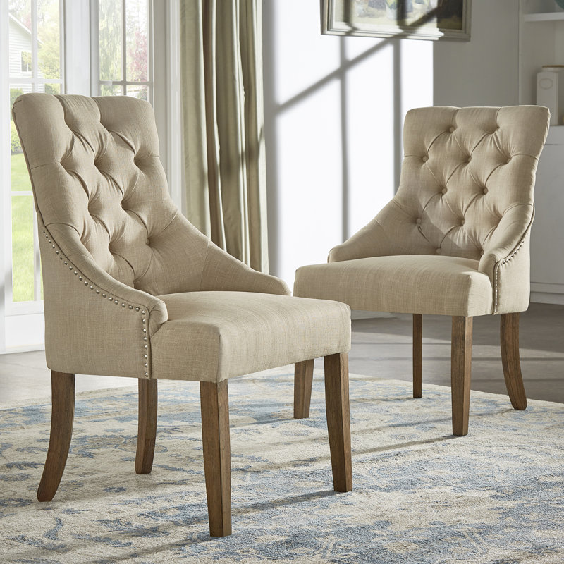 Chaise d'appoint de 24,25 po de largeur Dukinfield, Lin beige chiné, Gris lessivé