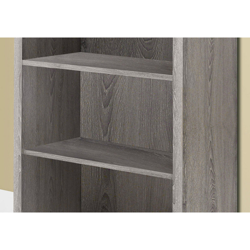 Bibliothèque, bibliothèque, étagère, 5 niveaux, H 48 po, bureau, chambre à coucher, stratifié gris, contemporain, moderne