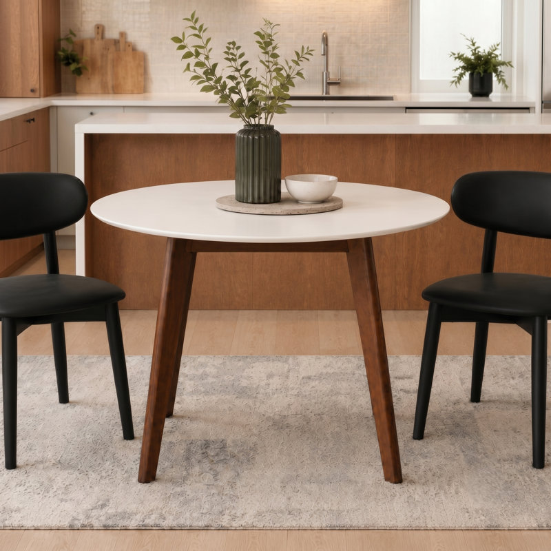 Natchez Chic Scandi Round Dining Table with Solid Wood Legs