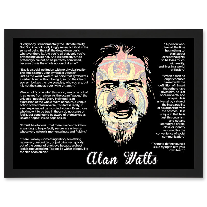 Alan Watts Everybody Is Fundamentally Ultimate Face Quote - Single Picture Frame Art Prints