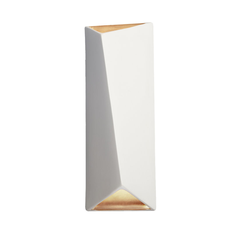 Lashay Ceramic LED Flush Mounted Sconce, Matte White/Champagne Gold