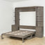 Grand lit escamotable, bureau intégré et poste de travail rabattable, tablettes et armoires de rangement, pièce contemporaine et multifonctionnelle-1311471671