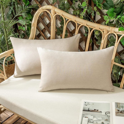 Set of 2 solid color Indoor/Outdoor Throw Pillows Lumbar support FULL set with inserts 12"x20"