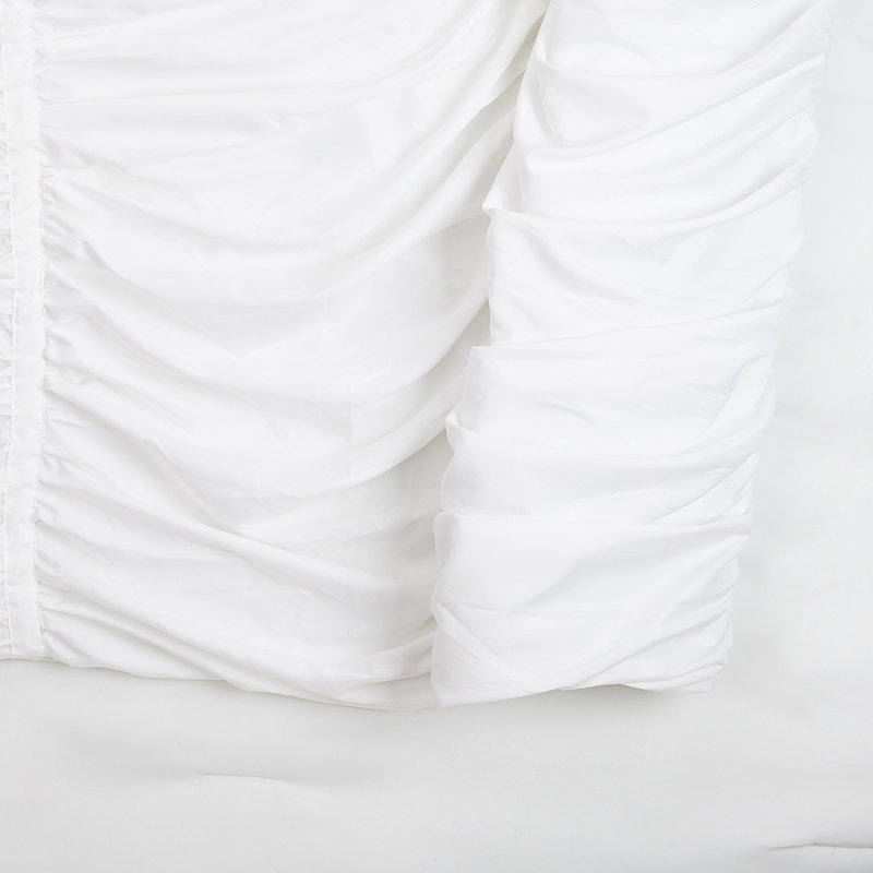 Emily Ruched Solid Textured Comforter Set, White, Twin/Twin XL Comforter + 1 Standard Sham