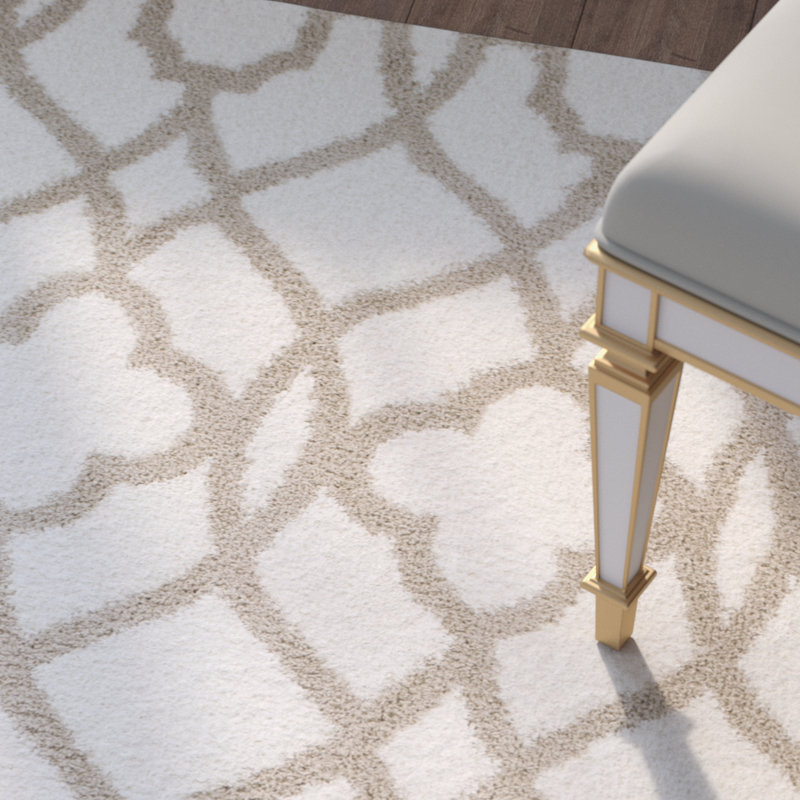 Tapis ivoire / beige en laine Delk, 5 pi 3 po x 7 pi 7 po