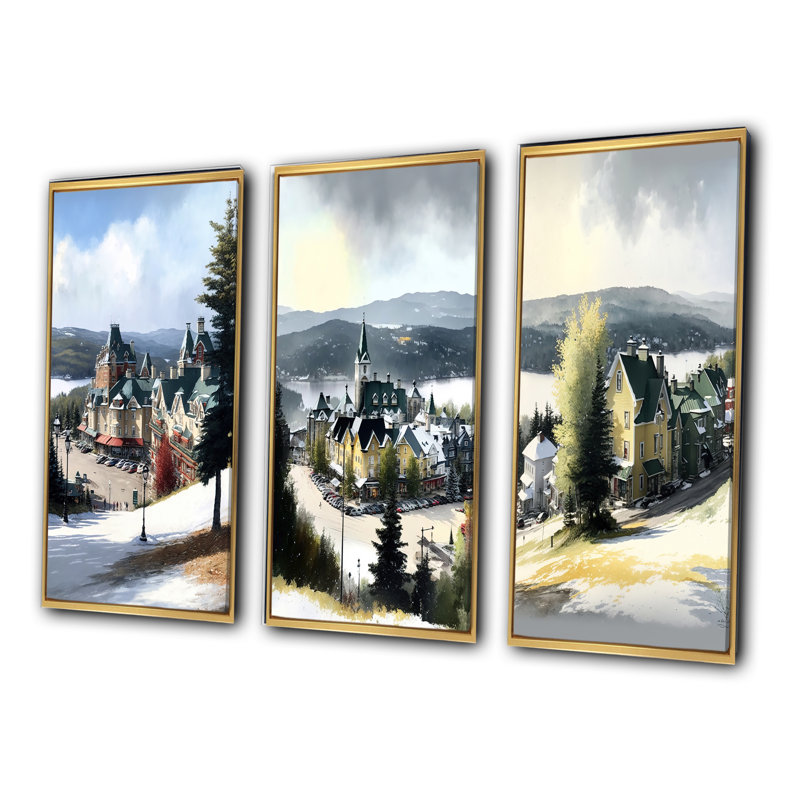3 pièces sur toile, Or, H 28 po x l 36 po