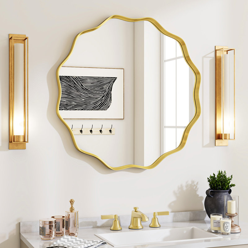 Miroir décoratif mural rond, Doré, 24 po x 24 po
