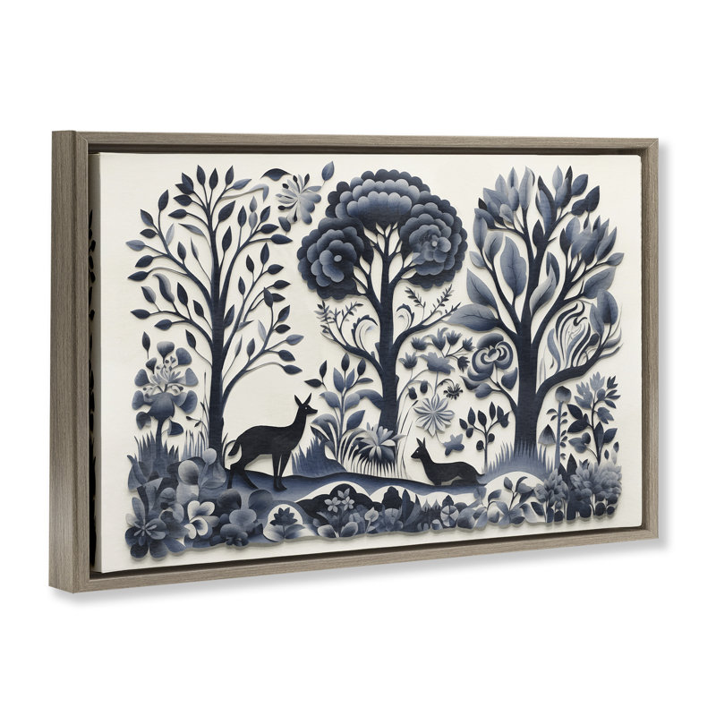 «Boho Forest Creatures», toile flottante encadrée par Sasha, Cadre flottant orme Montalcino, H 21 po x l 31 po