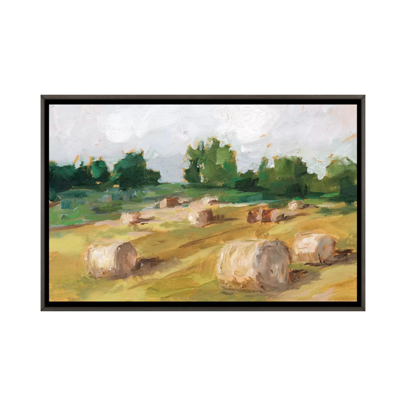 "Hay Field I" par Ethan Harper, reproduction d’art, Toile encadrée de bois rustique foncé, H 40 po x l 60 po x 1,5 po